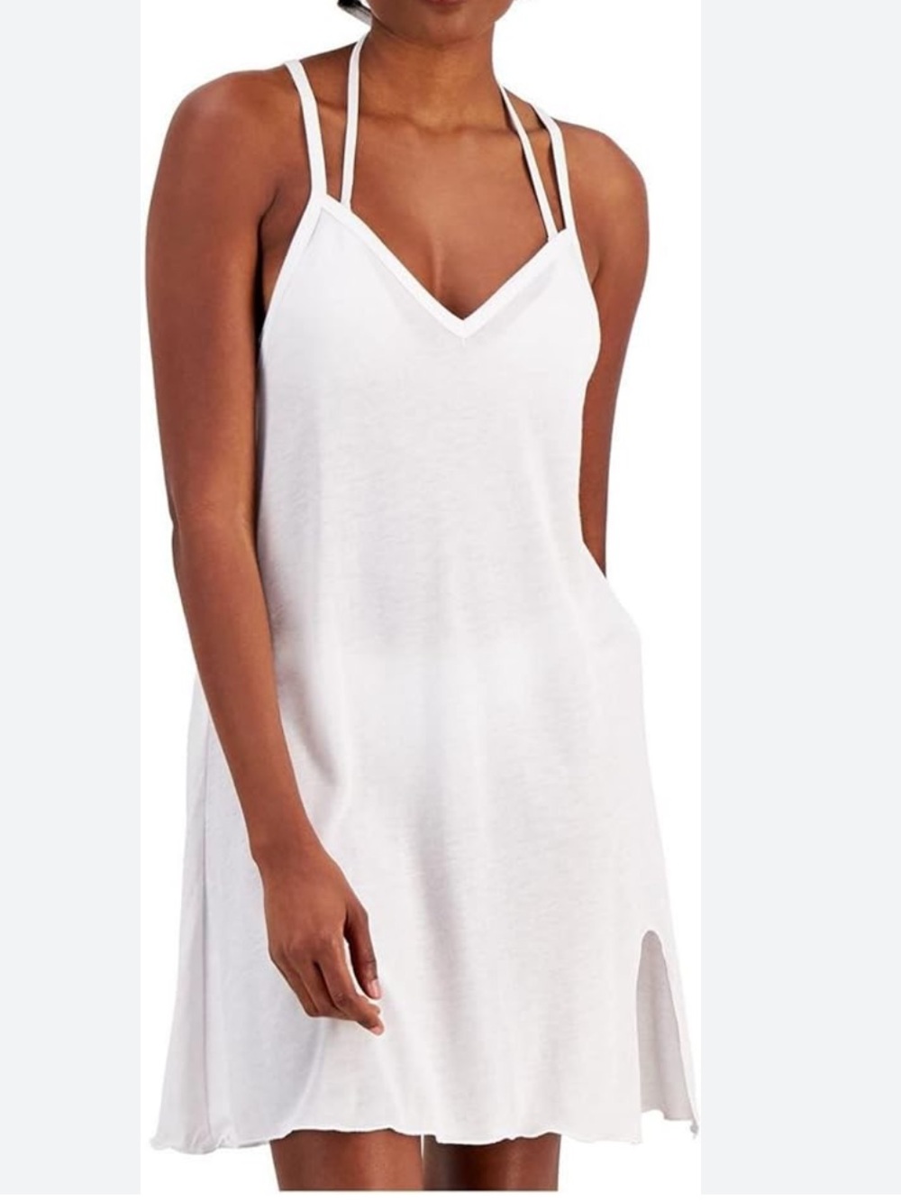 New XS Miken Swim White Knotted Racerback Swim Coverup